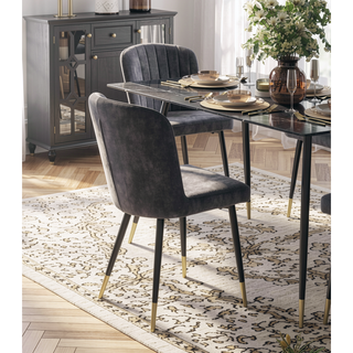 Sunvega Modern Casual Beige Textured Fabric Upholstered Side Chairs 2pc Set