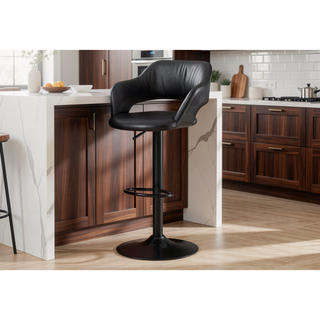 Sunvega Adjustable Hydraulic Lift Swivel Bar Stool with Black Metal Base