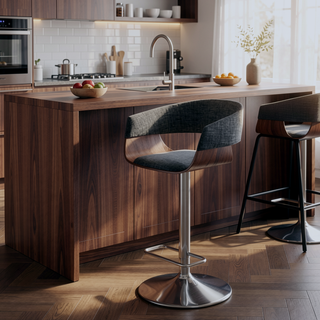Sunvega Adjustable Swivel Bar Stool with Charcoal Grey Upholstery and Chrome Base