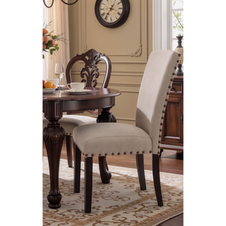 Sunvega Linen Upholstered Parson Armless Side Chair with Nailhead Trim