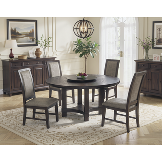 Sunvega Transitional Round Dining Table with White Marble Top and Lazy Susan
