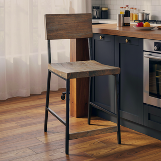 Sunvega Modern Upholstered Counter Stool with Wood Legs for Kitchen and Bar