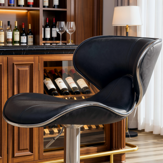 Sunvega Adjustable Swivel Barstool Set with Chrome Base and Faux Leather Seat