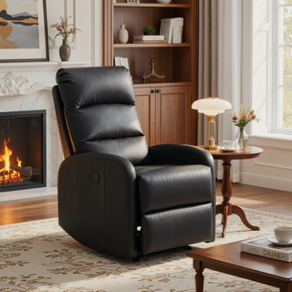 Sunvega Contemporary Faux Leather Recliner Chair with Tufted Backrest and Manual Recline