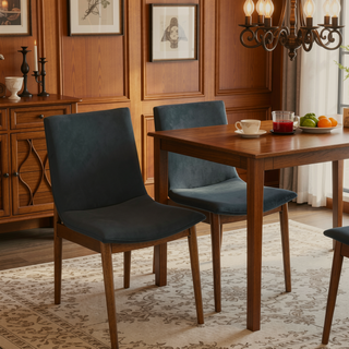 Sunvega Mid-Century Modern Vegan Leather Dining Chairs with Walnut Finish Set of 2