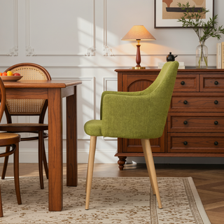 Sunvega Green Fabric Dining Chairs with Iron Frame and Wood Finish for Dining Room