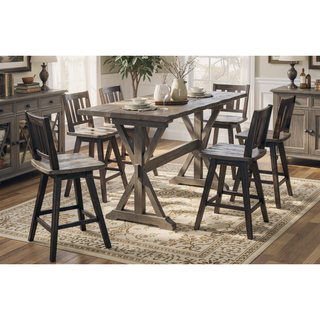Sunvega Solid Rubberwood Counter Height Dining Table with Distressed Gray Finish