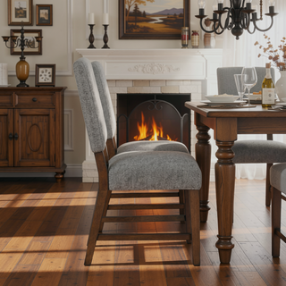 Sunvega Walnut Finish Wood Trestle Bench with V-Angled Pedestals for Dining Room