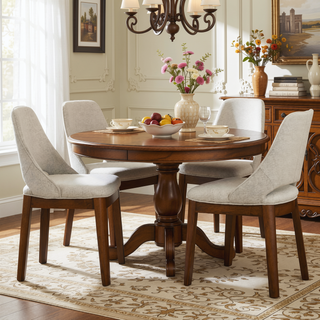 Sunvega Weston Dining Chair Set of 2 with Linen Upholstery and Full-Back Support