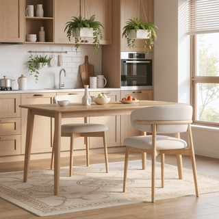 Sunvega Mid-Century Modern Ash Wood Dining Chairs Set of 2 for Kitchen and Living Room