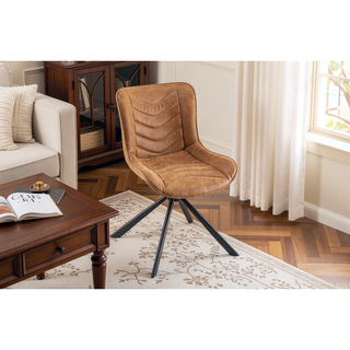 Sunvega Mid-Century Modern Tufted Diamond Pattern Upholstered Swivel Dining Chair