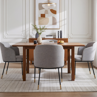 Sunvega Modern Upholstered Dining Chair in Black Twill Weave Fabric