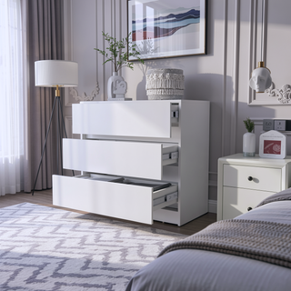 Sunvega Three Drawer Dresser with White Finish for Small Items Storage
