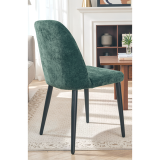 Sunvega Dark Green Fabric Armless Chair with Metal Legs for Kitchen Restaurant Living Room