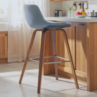 Sunvega Mid Century Modern Bentwood Bar Stools with Chrome Footrest Set of 2