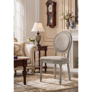 Sunvega Faustine Tan Fabric and Salvaged Light Oak Finish Side Chair Set of 2