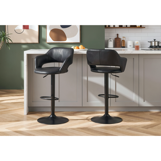 Sunvega Adjustable Hydraulic Lift Swivel Bar Stool with Black Metal Base