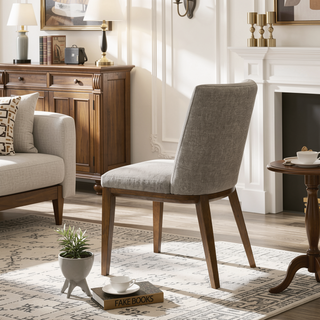 Sunvega Elmwood Cream Fabric Dining Chair Set Of 2 Mid Century Velvet