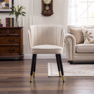 Sunvega Modern Velvet Upholstered Dining Chair with Tulip Design and Gold Tips