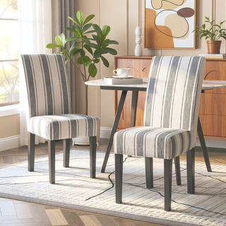 Sunvega Upholstered Fabric Dining Chairs with Rubberwood Legs and Contemporary Design