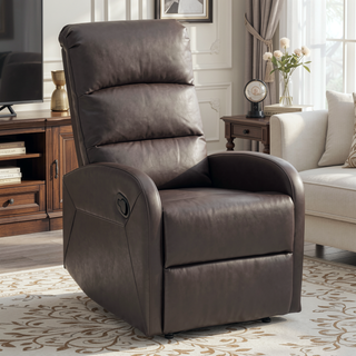 Sunvega Contemporary Faux Leather Recliner Chair with Tufted Backrest and Manual Recline