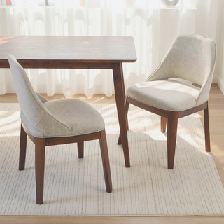 Sunvega Weston Dining Chair Set of 2 with Linen Upholstery and Full-Back Support