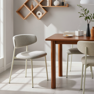 Sunvega Modern Light Gray Upholstered Side Chair with Padded Seat and Back