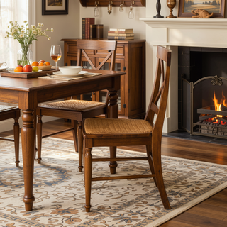 Sunvega Acacia Wood Dining Chairs with X-Shaped Backrest for Classic Dining Room