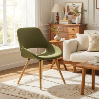 Sunvega Acid Green Mid Century Modern Bentwood Dining Chair with Light Brown Frame