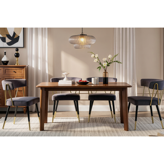 Sunvega Stylish Velvet Dining Chairs with Gold Trim and Padded Seat Set of 2
