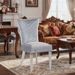 Sunvega Velvet Upholstered Chair with Tufted Design and Stainless Steel Legs