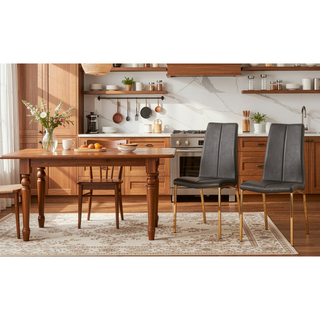 Sunvega Modern PU Upholstered Dining Chair with Electroplated Metal Legs Set of 4