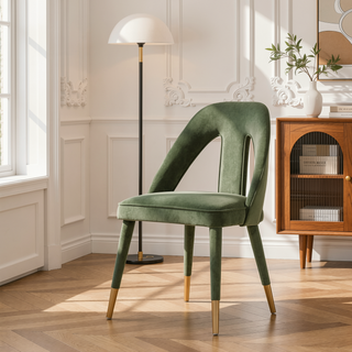 Sunvega Modern Velvet Upholstered Dining Chair with Gold Metal Tips for Dining Room