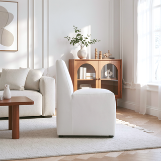 Sunvega Modern Dining Chair in Saddle Brown Faux Leather Fully Assembled