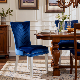 Sunvega Velvet Upholstered Chair with Tufted Design and Stainless Steel Legs