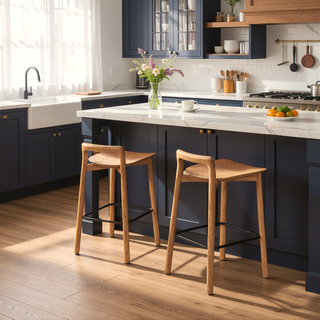 Sunvega 26.5 Inch Modern Minimalist Low Back Wood Counter Stool in Dark Brown Walnut