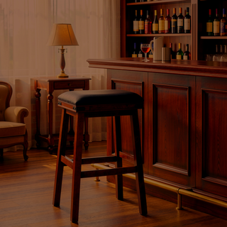 Sunvega 30 Inch Bar Stool with Black Leather Seat and Espresso Finish