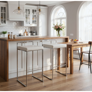 Sunvega Contemporary Stackable Barstool with Upholstered Padded Seat and Welded Frame