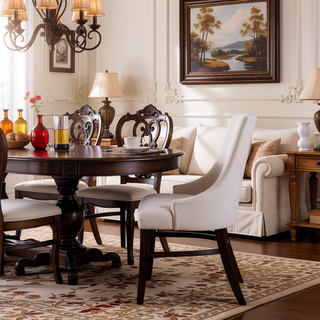 Sunvega Transitional Black and Beige Wingback Arm Chairs with Welt and Angled Legs