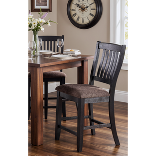 Sunvega Rustic Black Wooden High Chair with Fabric Seat 42 Inch Height