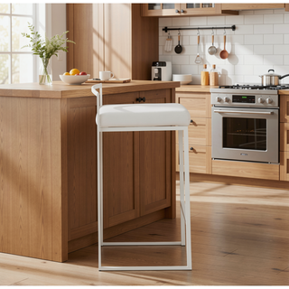 Sunvega Contemporary Stackable Counter Stool with White Velvet Upholstered Cushion Set of 2