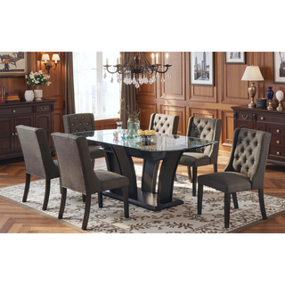 Sunvega Modern Wingback Dining Chairs with Ash Black Polyfiber Upholstery and Dark Espresso Frame