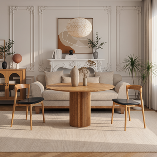 Sunvega Stackable Solid Oak Dining Chair with Faux Leather Upholstery