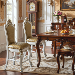 Sunvega Butterscotch and Antique Pearl Armless Counter Height Chairs with Footrest