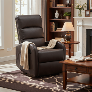 Sunvega Contemporary Faux Leather Recliner Chair with Tufted Backrest and Manual Recline