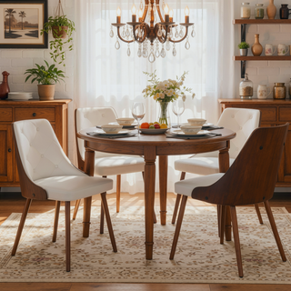 Sunvega Mid-Century Modern Dining Chair with Faux Leather Upholstery and Wood Frame