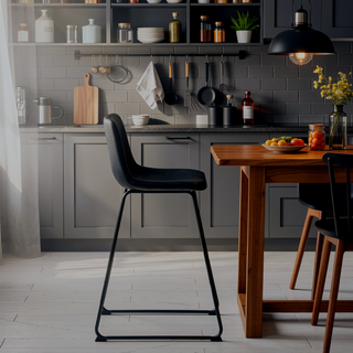 Sunvega Modern Black Leather-Look Office Chair with Curved Backrest for Standing Desk