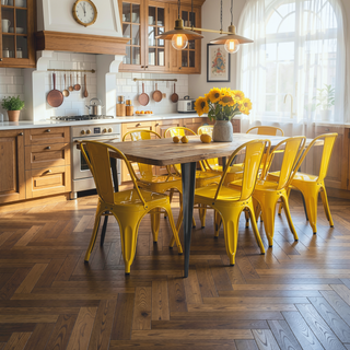 Sunvega High Gloss Yellow Metal Dining Chairs Set of 2 with 18 Inch Seat Height