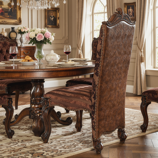 Sunvega Light Brown and Cherry Oak Tufted Arm Chair Set of 2 with Plush Padding