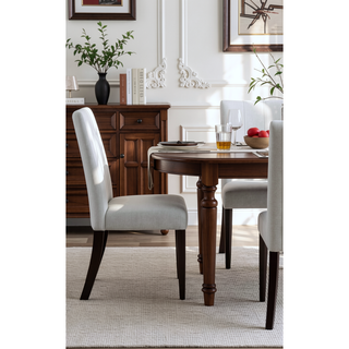 Sunvega White and Brown Finish Contemporary Side Chair with Padded Seat and Back Cushion